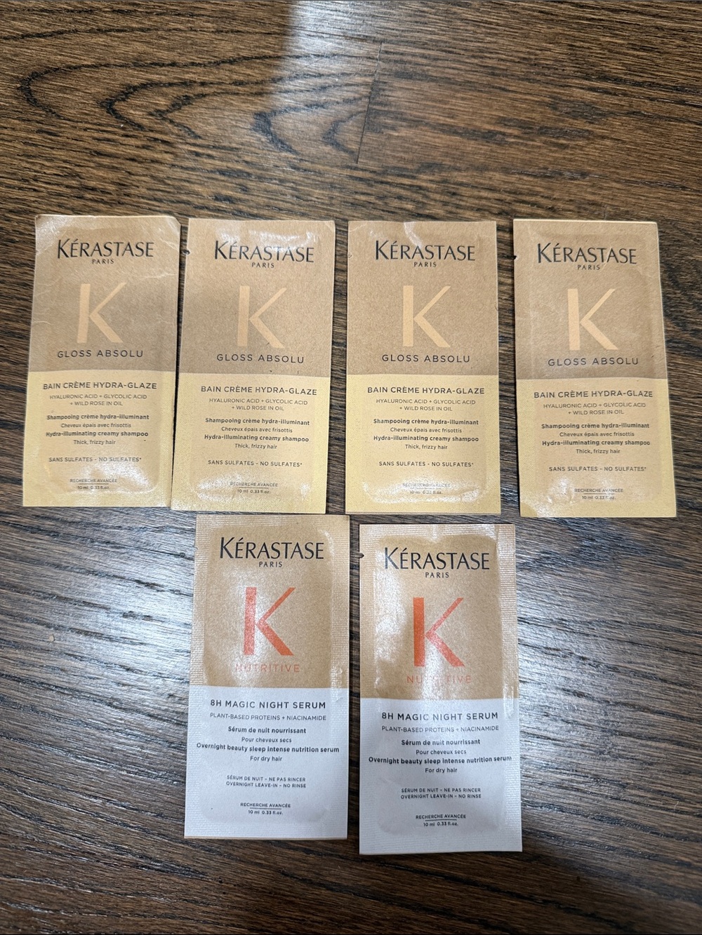 Kerastase Gloss Absolu shampoo packets-set of 4 k 8H Magic Night Serum set of 2